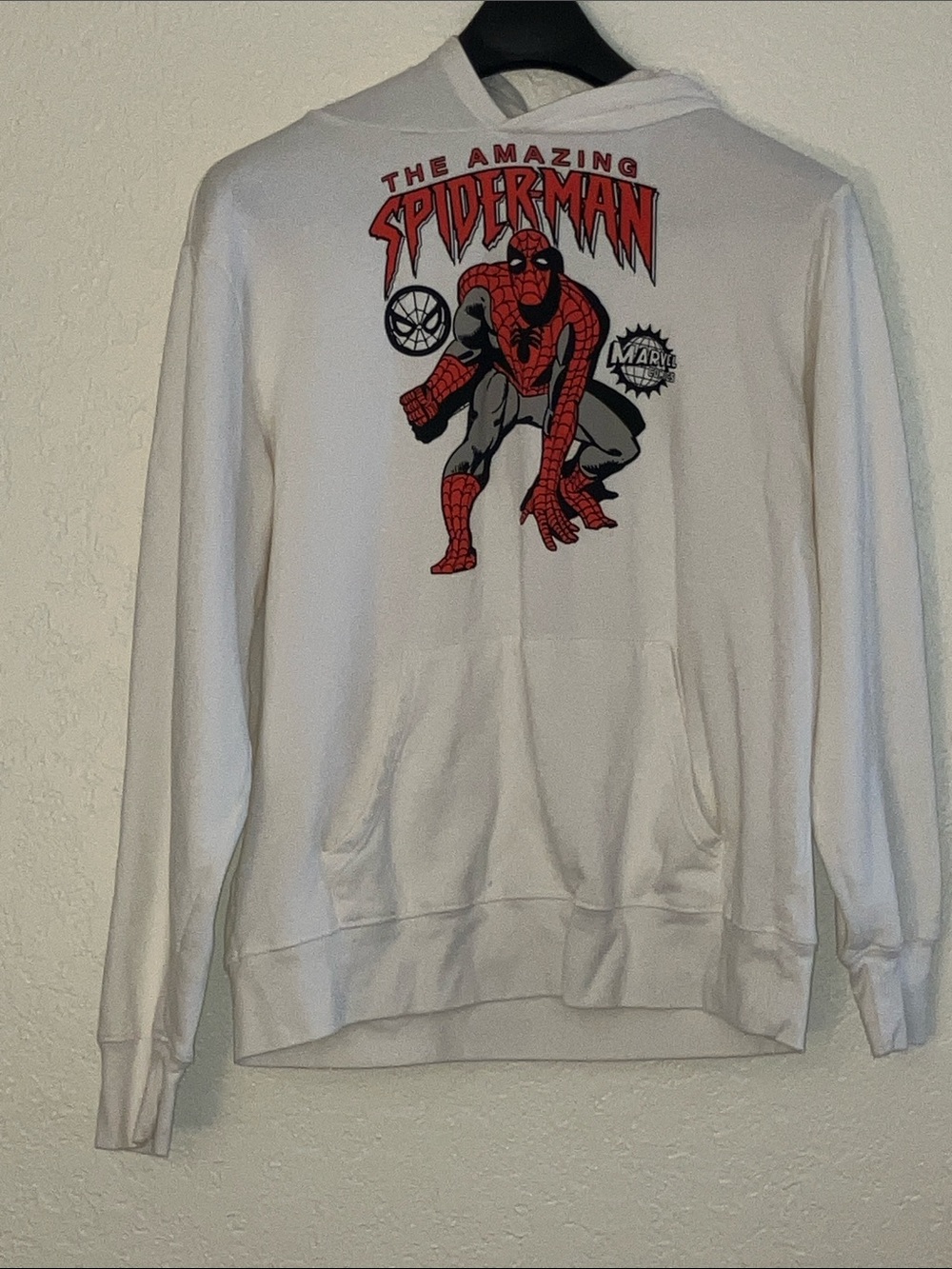 Marvel White Hoodie with Red & Black Spider-Man Graphic